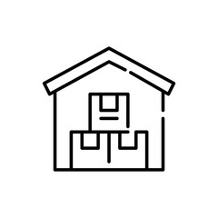 Warehouse with parcel inside. Delivery service. Pixel perfect, editable stroke icon
