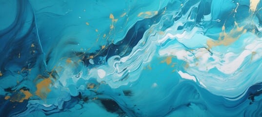 Abstract blue sea marble liquid texture background. Generative AI technology.
