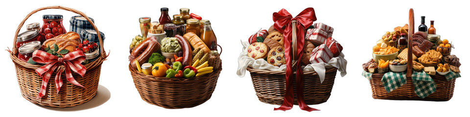 Gift basket Hyperrealistic Highly Detailed Isolated On Transparent Background Png File