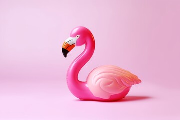 Flamingo float with sunglasses on pastel pink background. Summer minimal concept. 3d rendering, Generative AI 