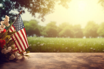 US Memorial Day,American culture with American Flag at Background with empty space for text