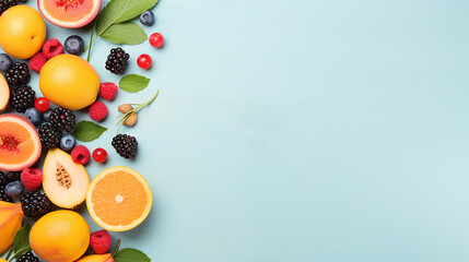 summer vitamin food concept various fruit and berries