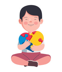 down syndrome boy with puzzle heart