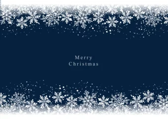 Fotobehang Merry Christmas background　クリスマスの雪の結晶の背景フレーム © erink stock