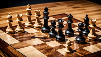 chess pieces on the board,
Chess pieces on a chess board,
Photograph of chess,
