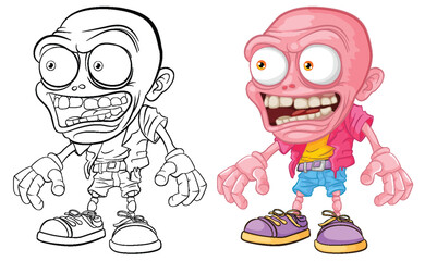 Creepy Scary Bald Zombie Monster Man Cartoon