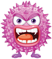 Spiky Bacteria Germ Virus Monster Cartoon Character