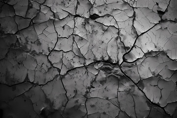 Black and white photo of a cracked concrete surface
