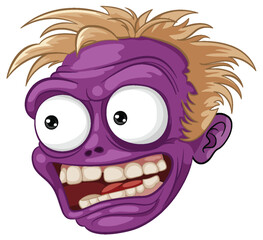 Creepy Scary Zombie Man Head Cartoon Illustration