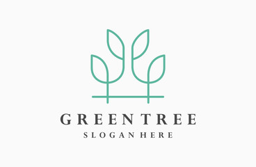 Green Tree Logo Design Nature Symbol Leaf .