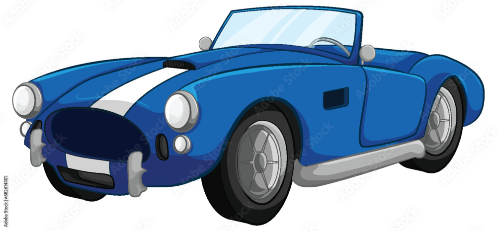 Sticker vintage blue convertible car