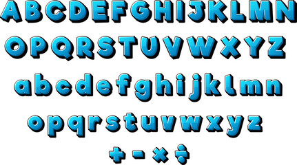 English Letters A Alphabet Font with Boy and Girl Cartoon Characters