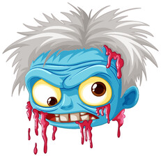 Isolated Cartoon Zombie Head Illustration