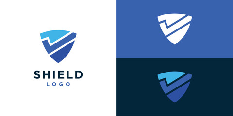 Shield and Check Mark Logo Design Template. Shield Protect Tick Checkmark Symbol Icon Vector Illustration.