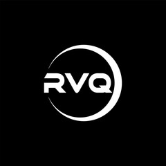 RVQ letter logo design with black background in illustrator, cube logo, vector logo, modern alphabet font overlap style. calligraphy designs for logo, Poster, Invitation, etc.