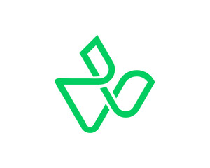 Initial letter U with green leaf logo vector template