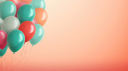 colorful balloons on a orange background
