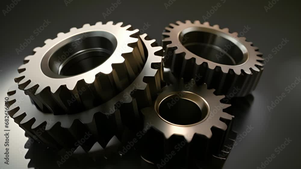 Aufkleber three gear cogs turning together signifying the mutual success of ethical practices and corporate pe