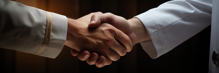 Professional agreement sealed with a handshake - the power of trust and partnership in one decisive gesture. - obrazy, fototapety, plakaty