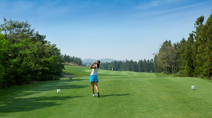 골프, 골프장, 골퍼, 티박스, 티샷