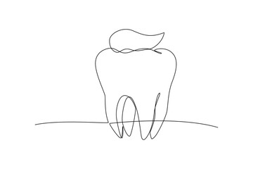 Continuous one line drawing Dental care. Dental concept. Doodle vector illustration.