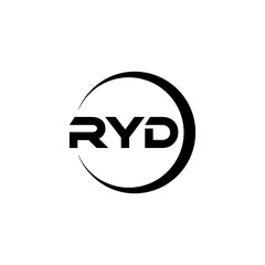 RYD letter logo design with white background in illustrator, cube logo, vector logo, modern alphabet font overlap style. calligraphy designs for logo, Poster, Invitation, etc.