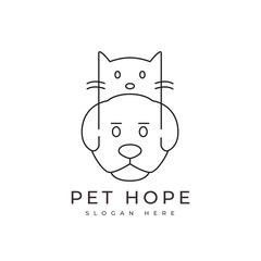 pet animal dog cat mammal friend line logo design graphic vector