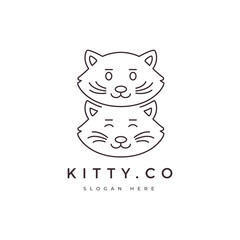 pet animal dog cat mammal friend line logo design graphic vector