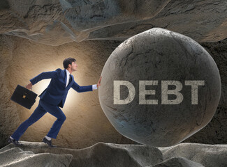 Businessman in high interest debt business concept