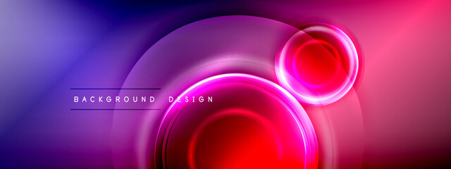 Circles lines and bubbles on bright glowing effect gradient with light and shadow effects. Dynamic interplay of light, shadow and depth. Futuristic and rhythmic technology design