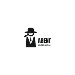 Modern and unique black hat detective illustration logo design concept vector