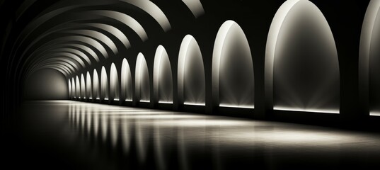 Empty corridor hallway interior. Generative AI technology.