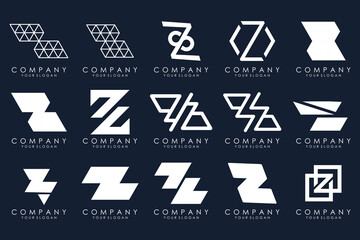 Set of abstract letter z logo design. icons for business of luxury elegant, simple with white color