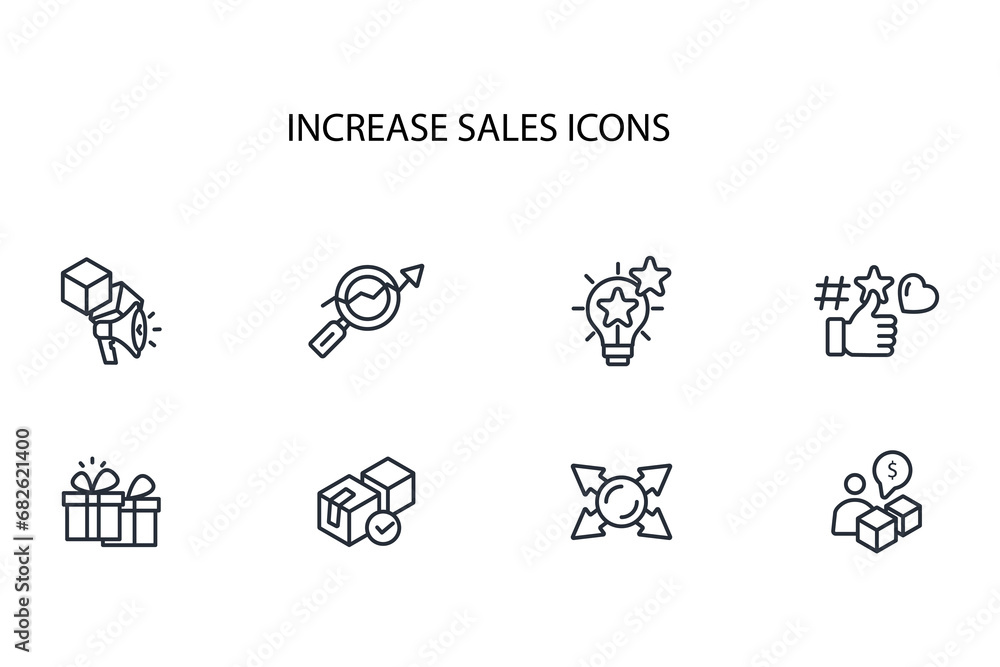 Poster increase sale icon set.vector.editable stroke.linear style sign for use web design,logo.symbol illus