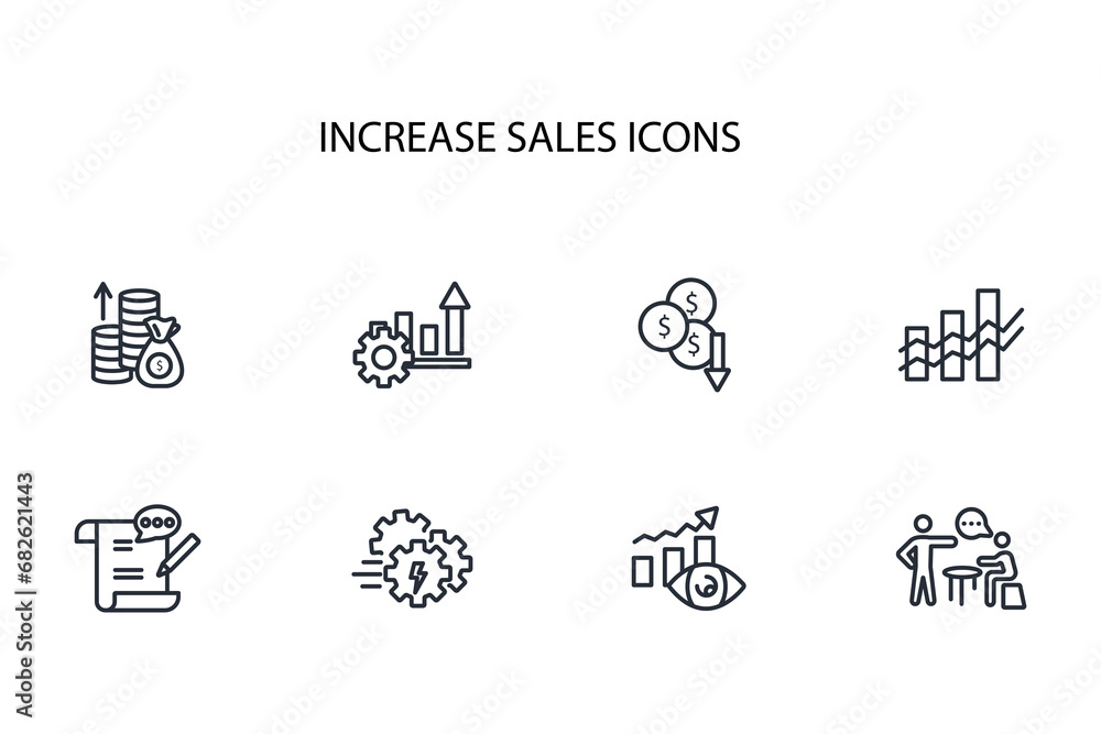 Poster increase sale icon set.vector.editable stroke.linear style sign for use web design,logo.symbol illus