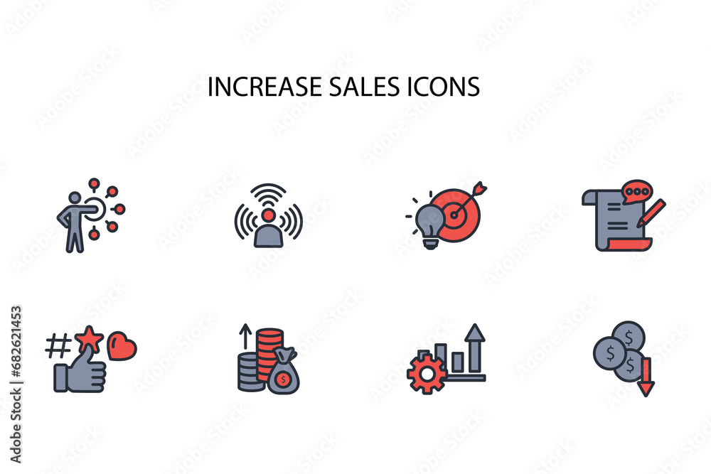 Poster increase sale icon set.vector.editable stroke.linear style sign for use web design,logo.symbol illus