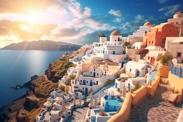 beautiful view of Santorini in Greece 