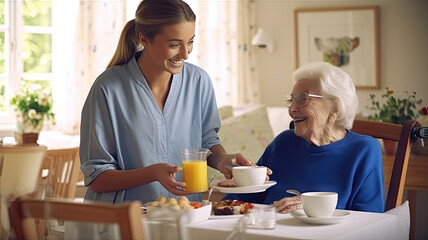 Nurse is taking care elder, retirement or a disable people at home.