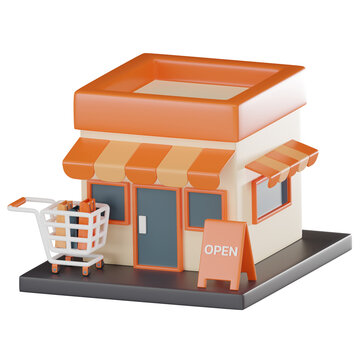 Superstore with Our Engaging 3D Store Front Icon. 3D render