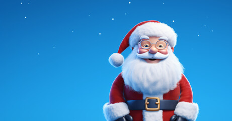 3d illustration of Santa Claus smiling on a blue background