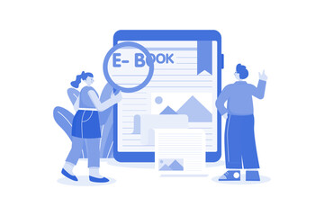 Obraz na płótnie Canvas Search E-Book finding specific books through online searches.