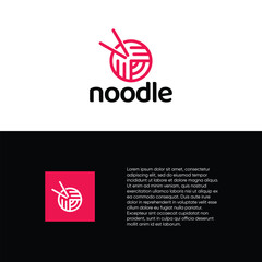 Noodles logo design vector, ramen restaurant logo concept