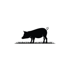 pig silhouette logo design idea