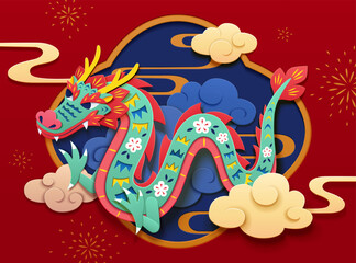 Paper art style CNY greeting card