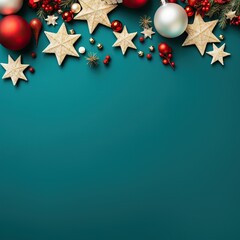 Christmas decorations on a green background
