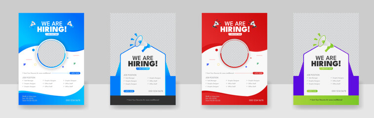 We are hiring flyer design. Job offer leaflet template. Job vacancy flyer poster template design, We Are Hiring Flyer Poster - obrazy, fototapety, plakaty