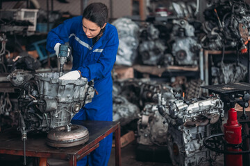 Car technician check engines, choose quality gear for precise repairs to ensure optimal performance