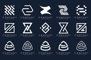 Set of abstract letter z logo design. icons for business of luxury elegant, simple with white color