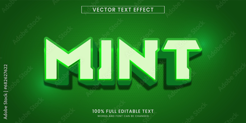 Wall mural vector design editable text effect, mint text style