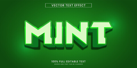 Vector design editable text effect, mint text style